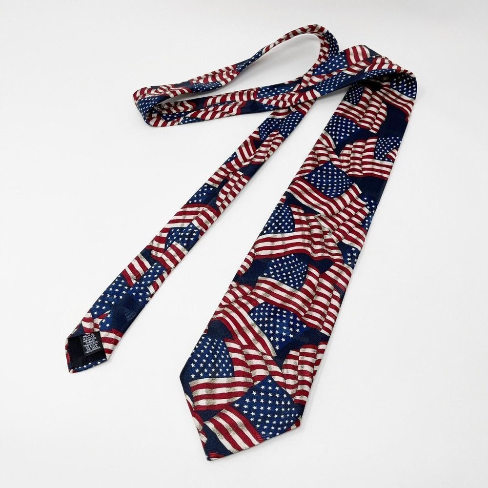 American Flag Necktie Men’s Tie Patriotic Made In Usa